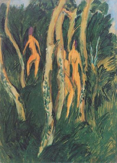 Ernst Ludwig Kirchner Drei Akte unter Baumen Sweden oil painting art